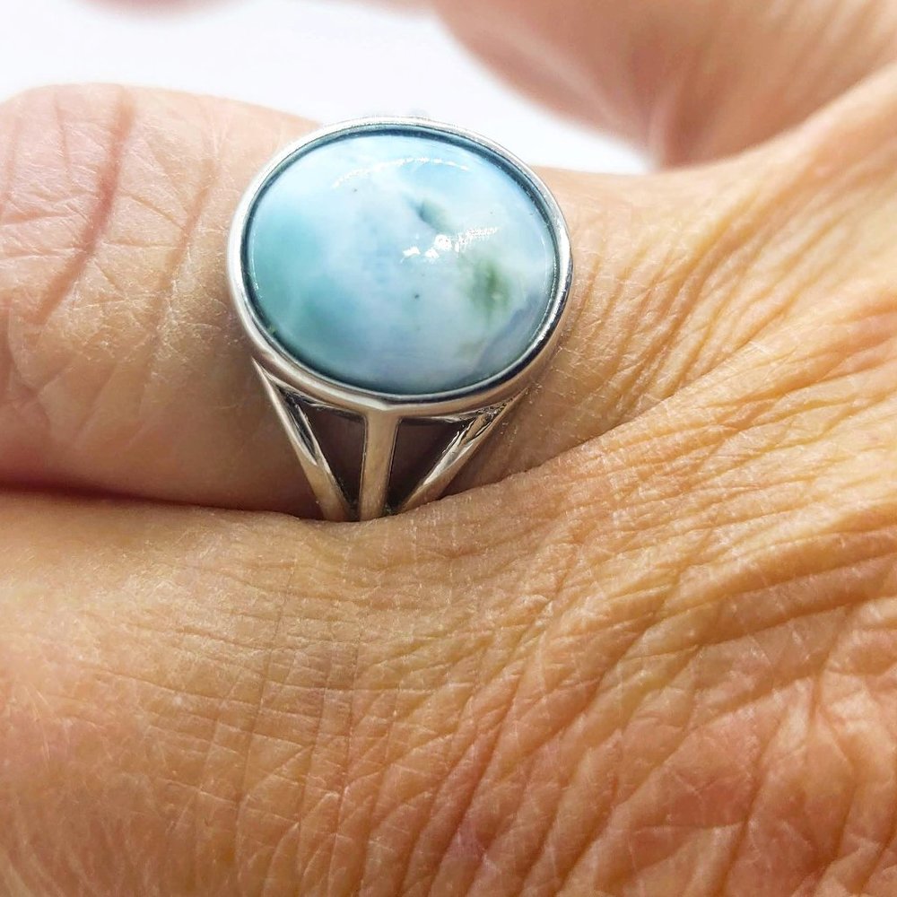Blue Larimar Sterling Silver Ring